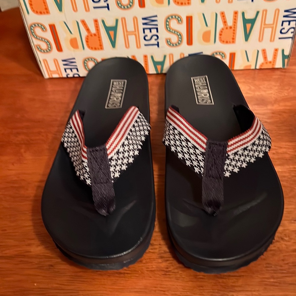 Girls Sz 3 Navy Flip Flops by West Harris New MSRP $24.99